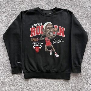 Mitchell & Ness Chicago Bulls Crewneck Mens M Black NBA Dennis Rodman